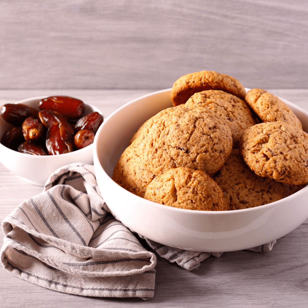 Cookies with dates and bowl with dates